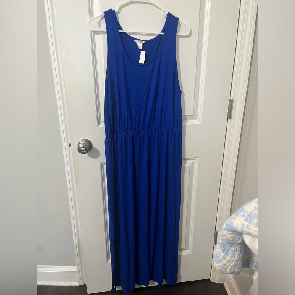 Caslon blue tank maxi dress large NEW
